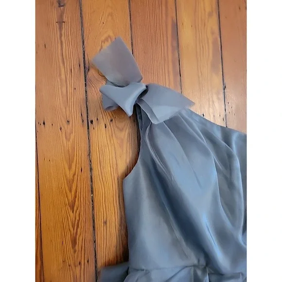 White by Vera Wang Womens 16  Gray Chiffon One Shoulder Party Dress  Rosette - Picture 5 of 13